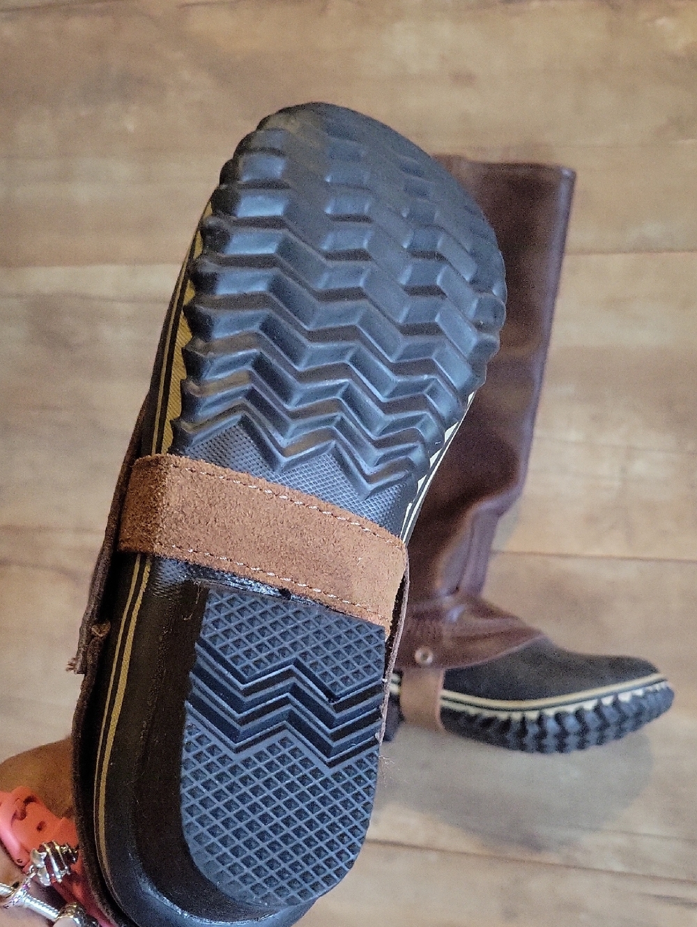 SOREL Women’s Tall Brown Leather Duck Boots - Picture 5 of 10